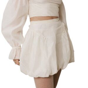 Saemdi Bubble Mini Skirt Medium Ivory Fairycore Dainty European Lux Silk Blend